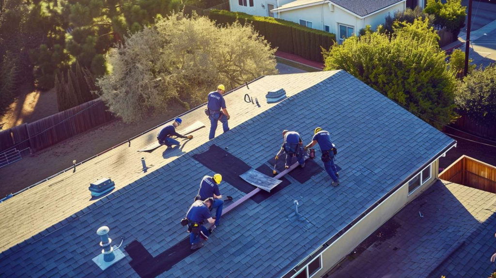Flat roof on a modern residential home with clean lines, showcasing the typical finished appearance of a flat roofing installation.